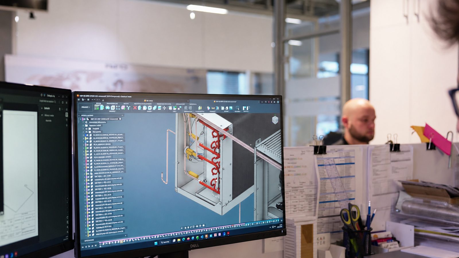 Inżynier AiCool projektujący monoblok w programie CAD